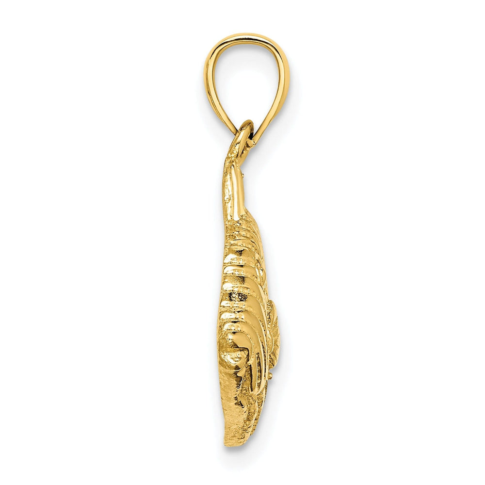 14K Yellow Gold Polished Solid Textured Finish Stripped Fish Design Charm Pendant