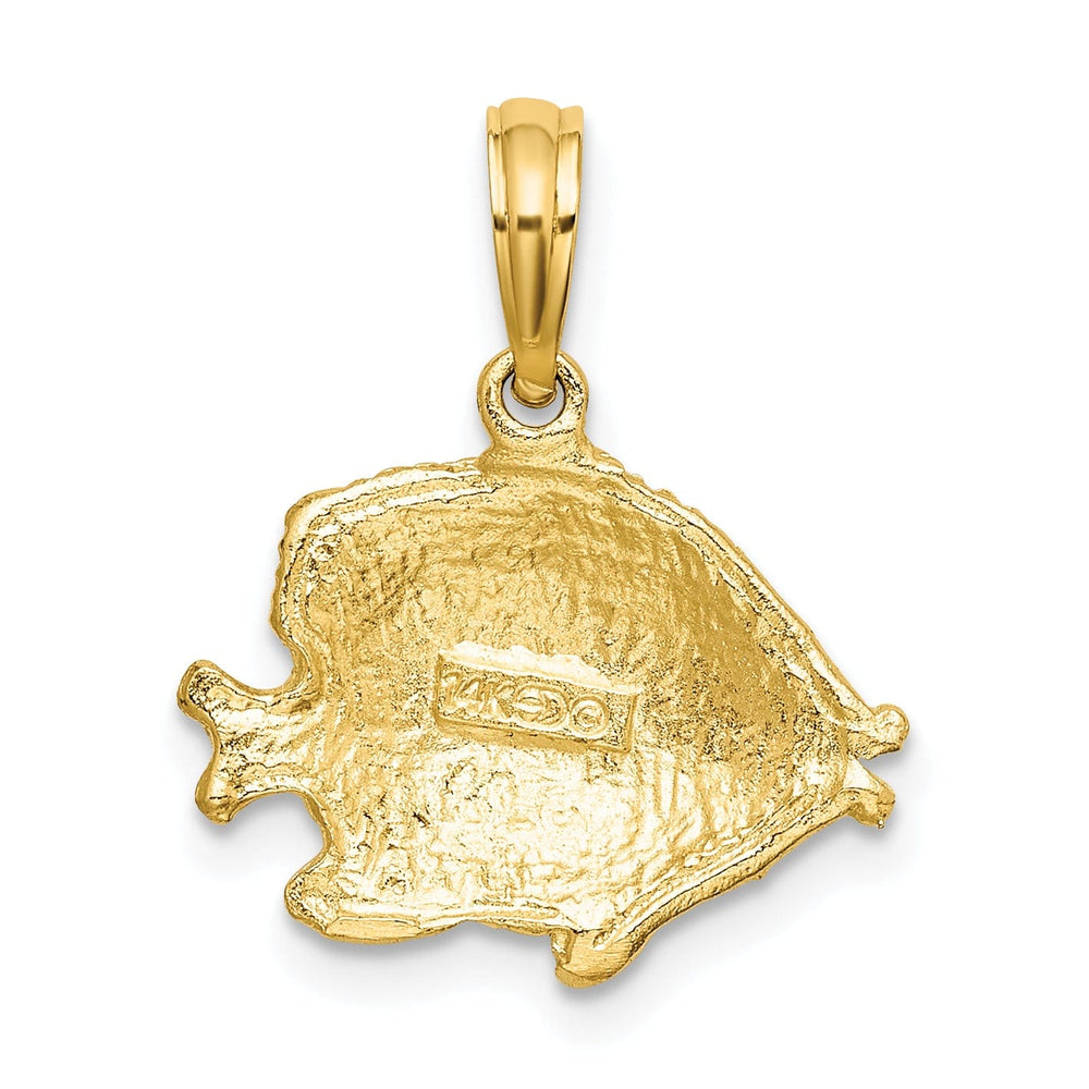 14K Yellow Gold Polished Textured Finish Fish Design Charm Pendant