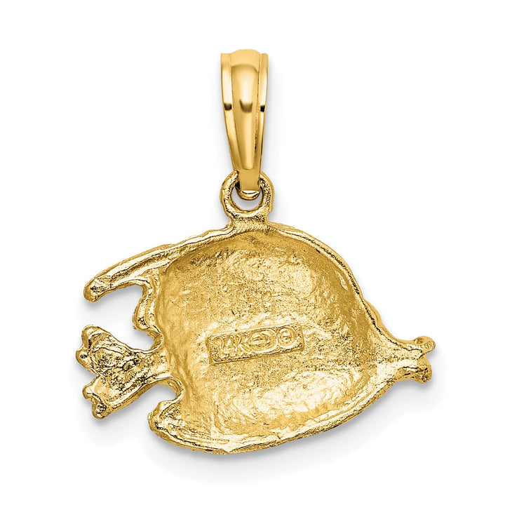 14K Yellow Gold Themed Solid Textured Polished Finish Fish Design Charm Pendant