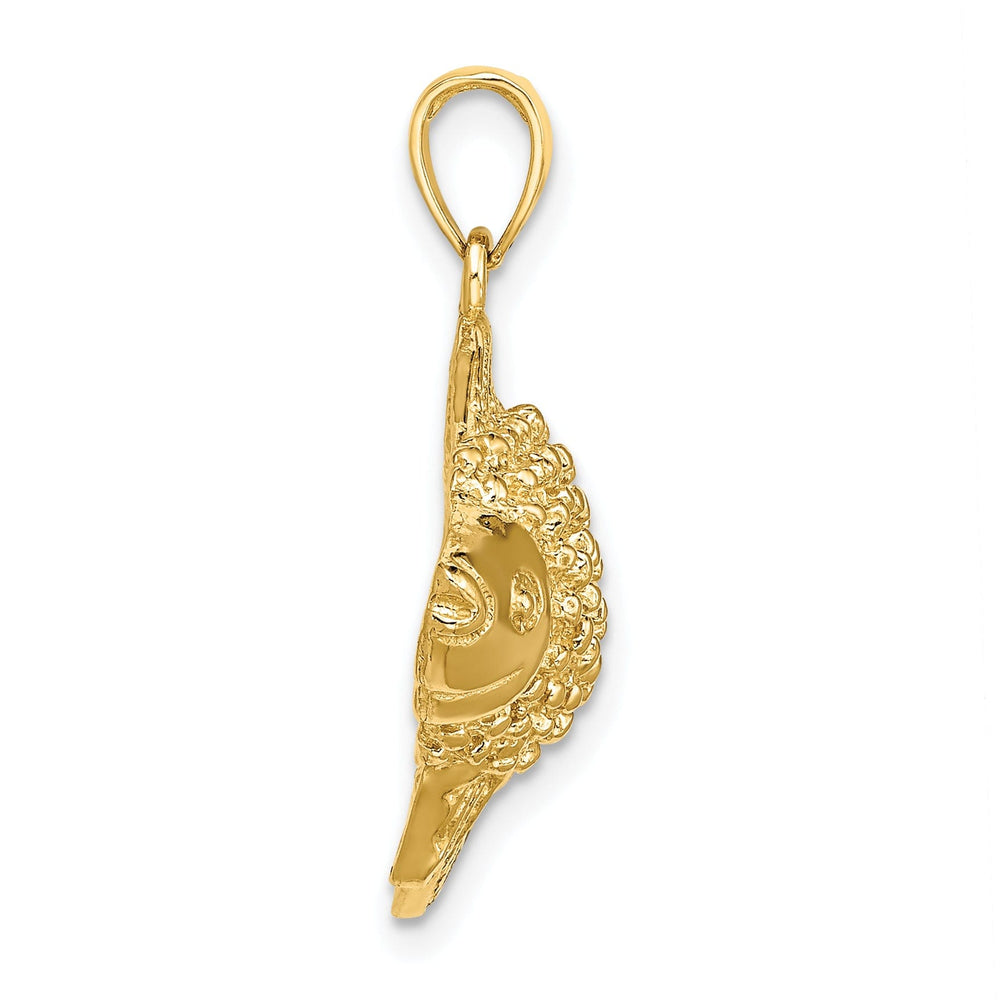 14K Yellow Gold Textured Polished Finish Striped Fish 2D Design Charm Pendant