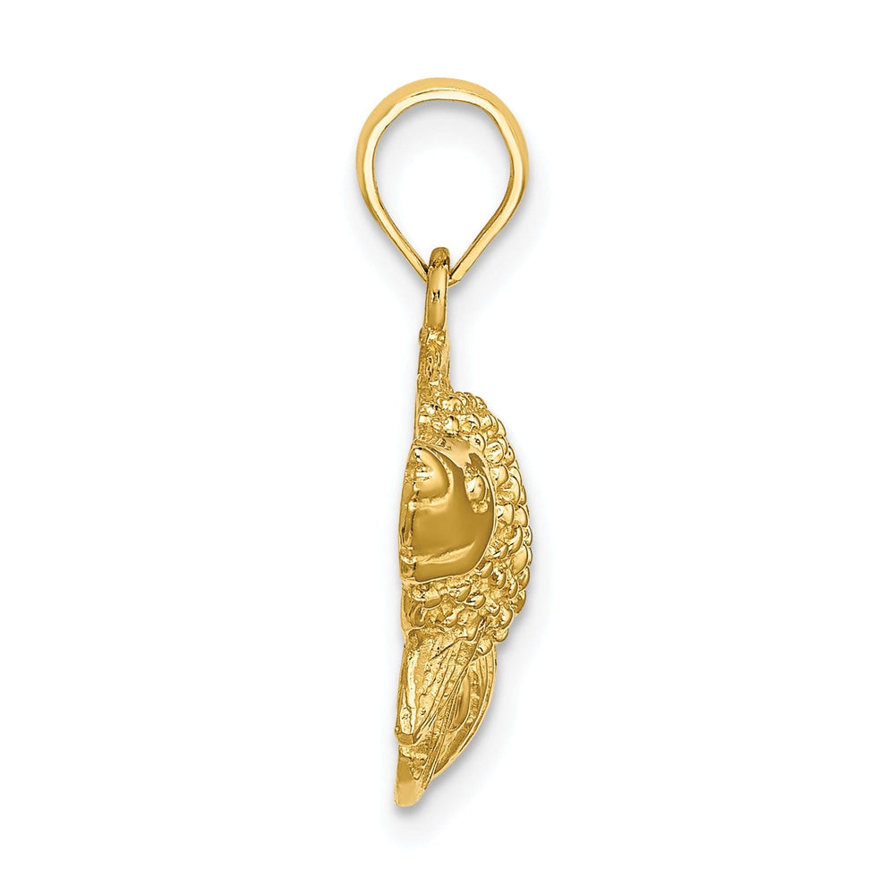 14K Yellow Gold Polished Finish Fish Design Textured Charm Pendant