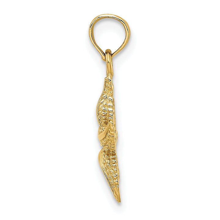 14k Yellow Gold Solid Textured Starfish Design Pendant
