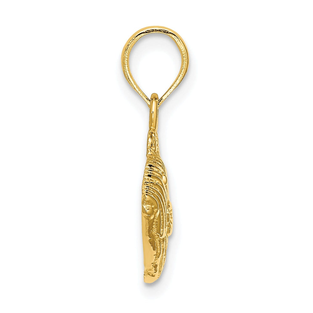 14K Yellow Gold Polished Textured Finish Stripped Fish Design Charm Pendant