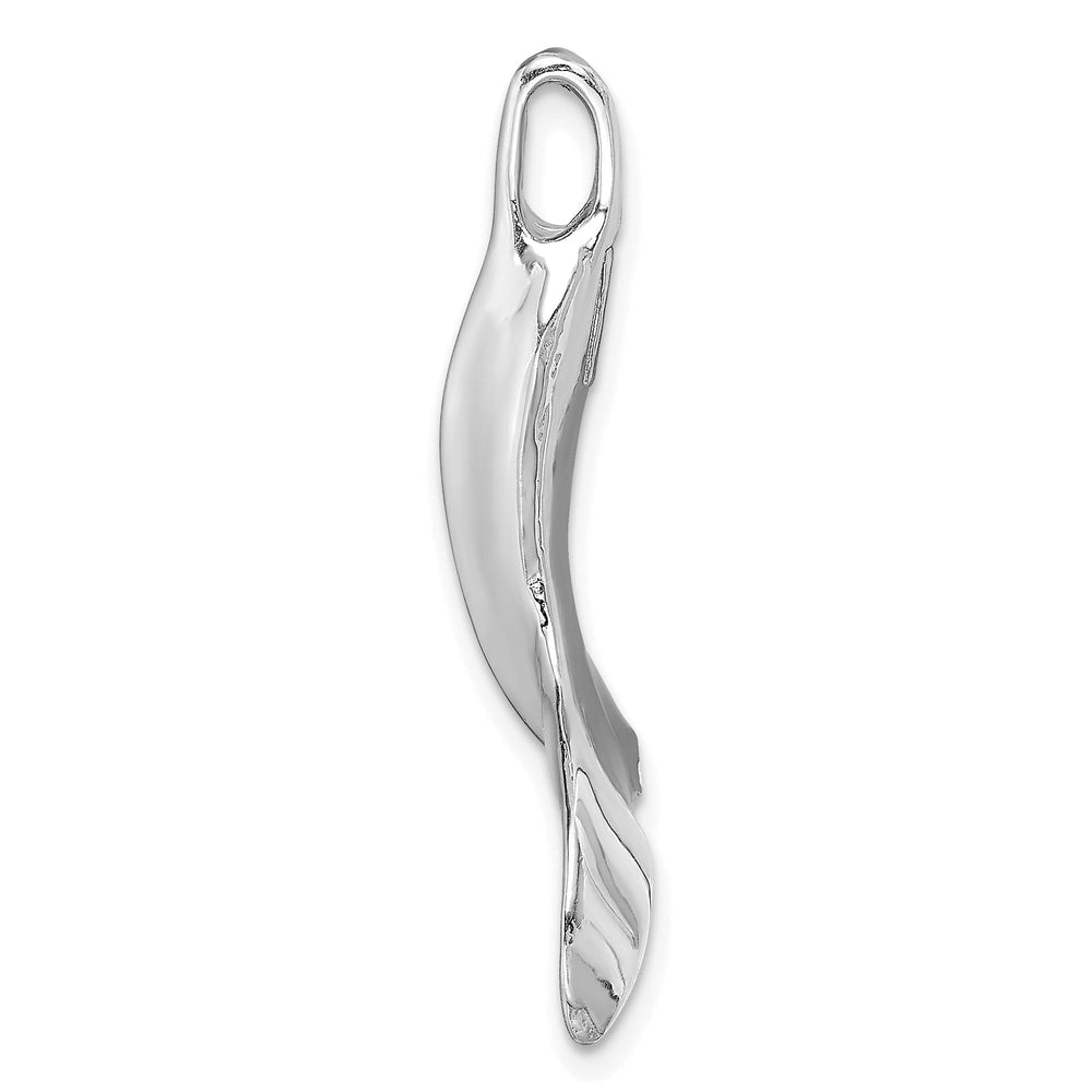 14K White Gold Polished Finish 3-Dimensional Whale Tail Chain Slide Will not fit Omega Chain