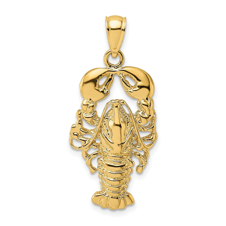 14K Yellow Gold Polished Textured Finish Maine Lobster Charm Pendant