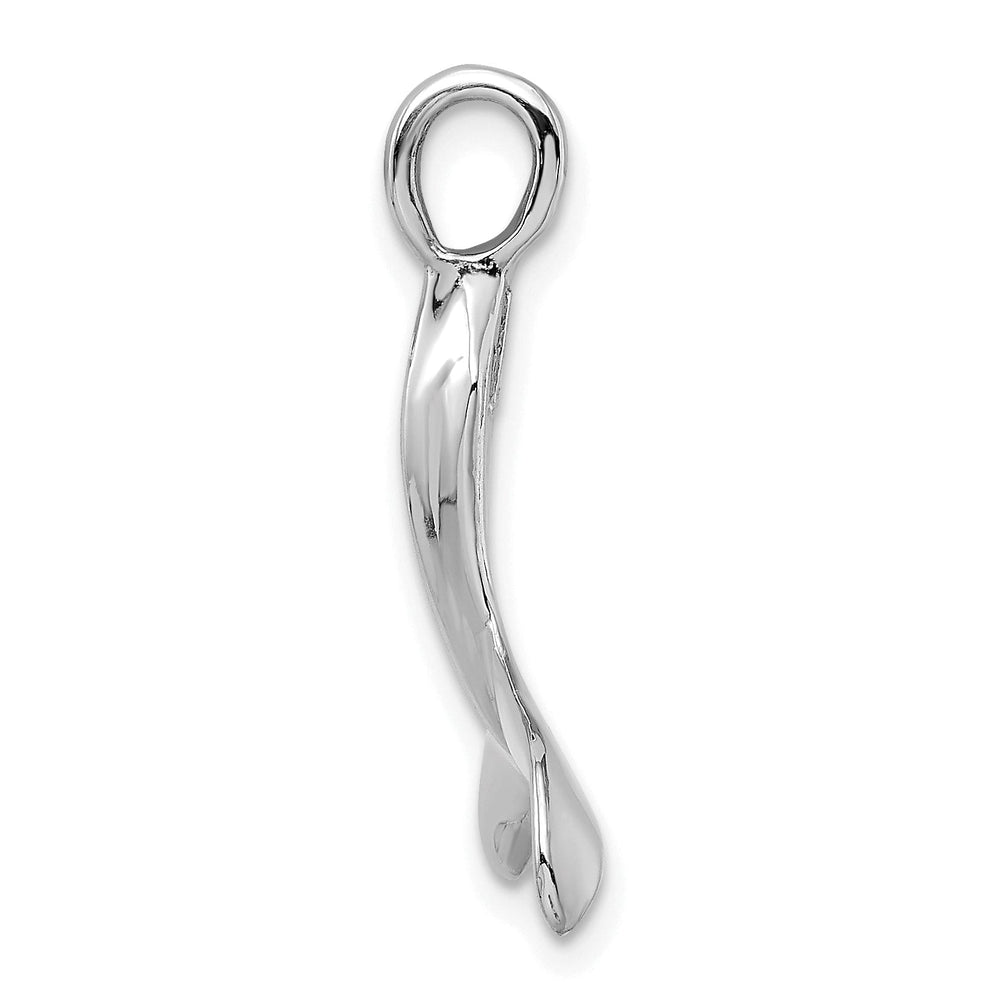 14K White Gold Polished Finish 3-Dimensional Whale Tail Charm Pendant