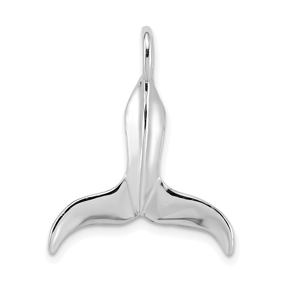 14K White Gold Polished Finish 3-Dimensional Whale Tail Charm Pendant