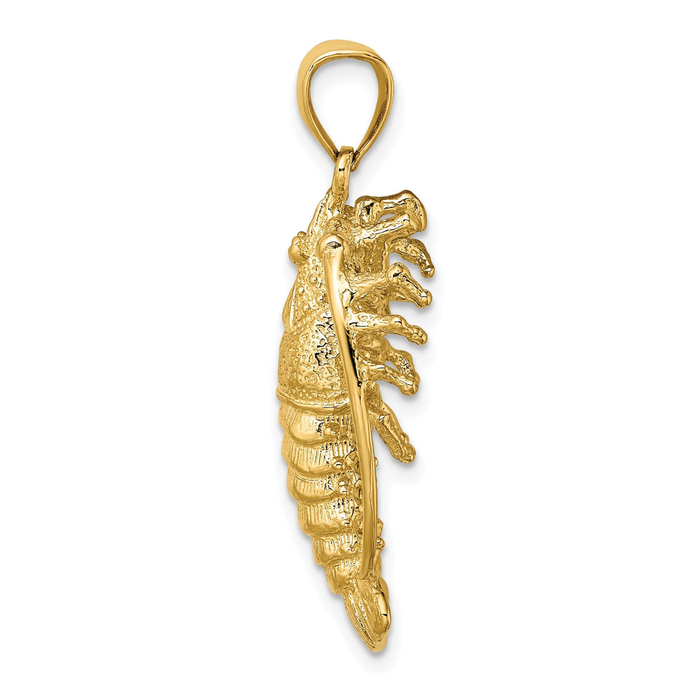 14K Yellow Gold Polished Textured Finish Florida Lobster Charm Pendant