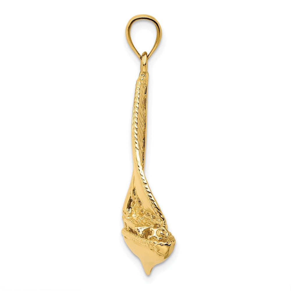 14K Yellow Gold 3-Dimensional Polished Textured Finished Sailboat Design Charm Pendant