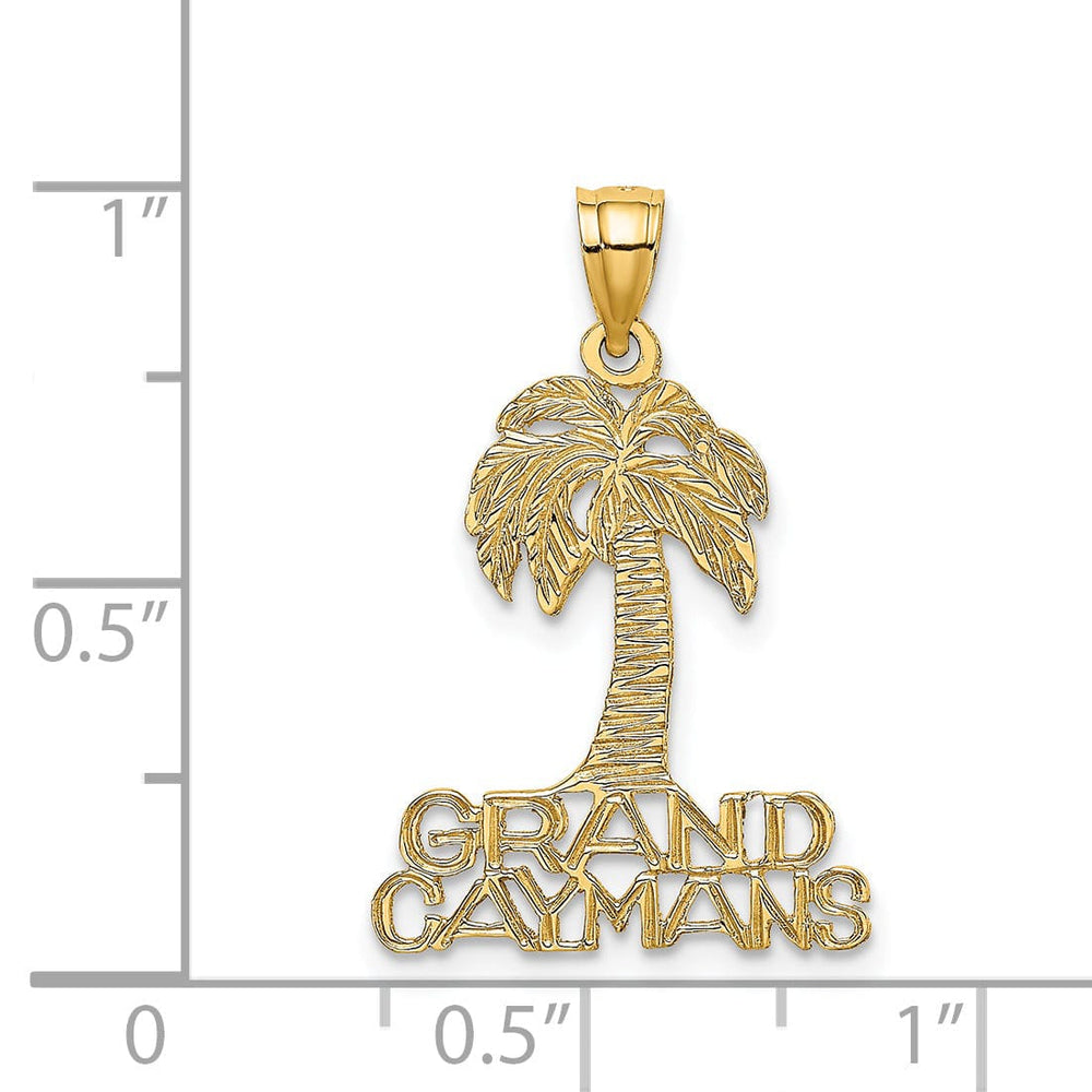 14K Yellow Gold Polished Textured Finish GRAND CAYMANS Under Palm Tree Charm Pendant