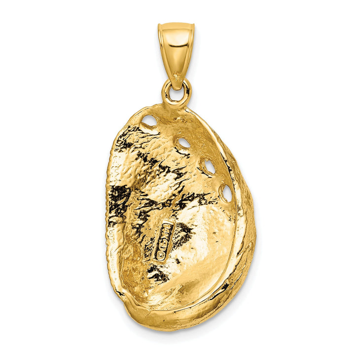 14K Yellow Gold Textured Polished Finish Abalone Shell Charm Pendant