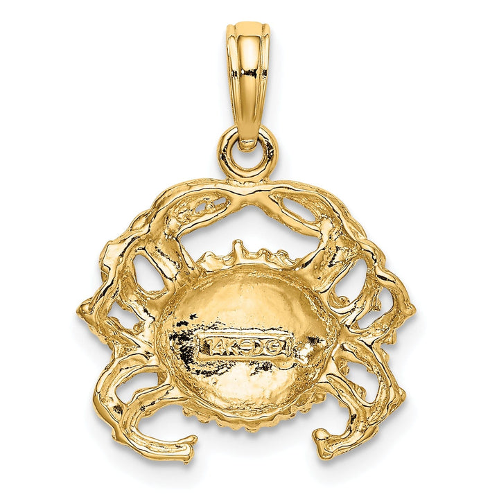 14k Yellow Gold Polished Textured Finish Crab Charm Pendant