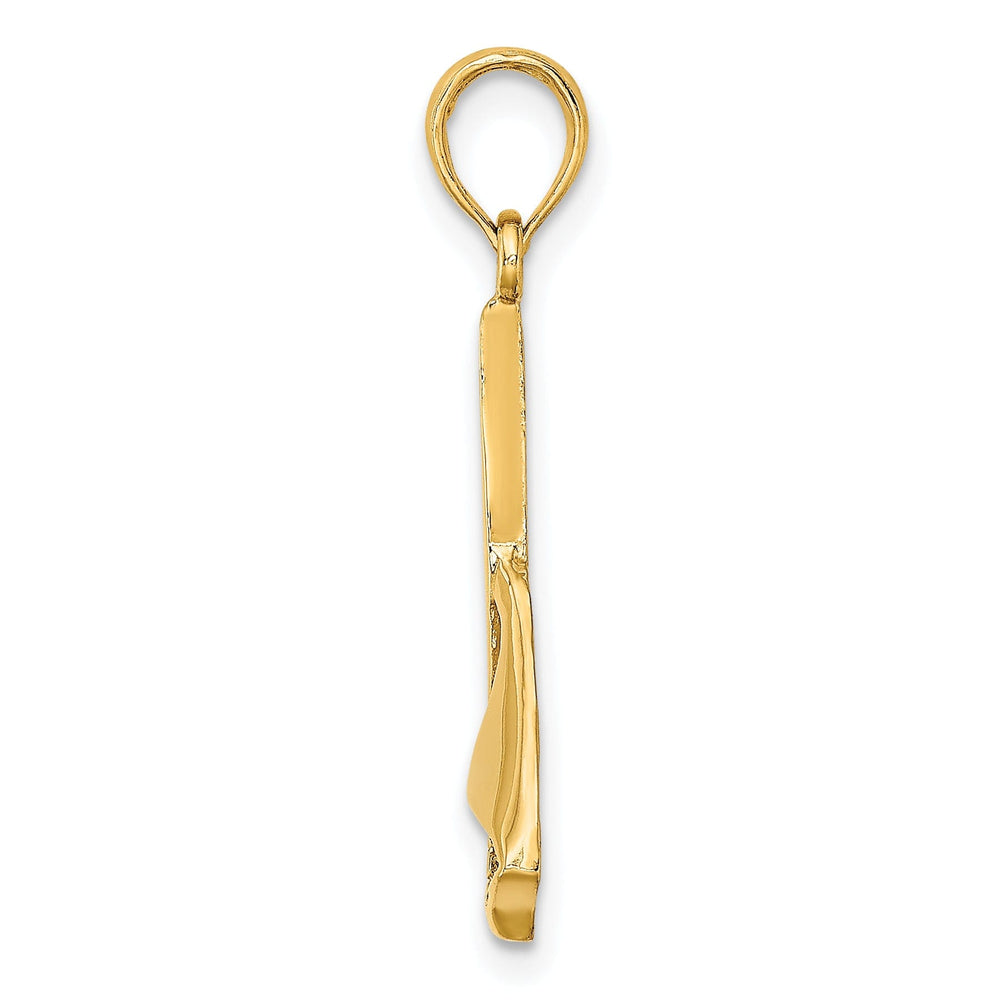 14K Yellow Gold 2-Dimensional Polished Finished Sailboat Charm Pendant