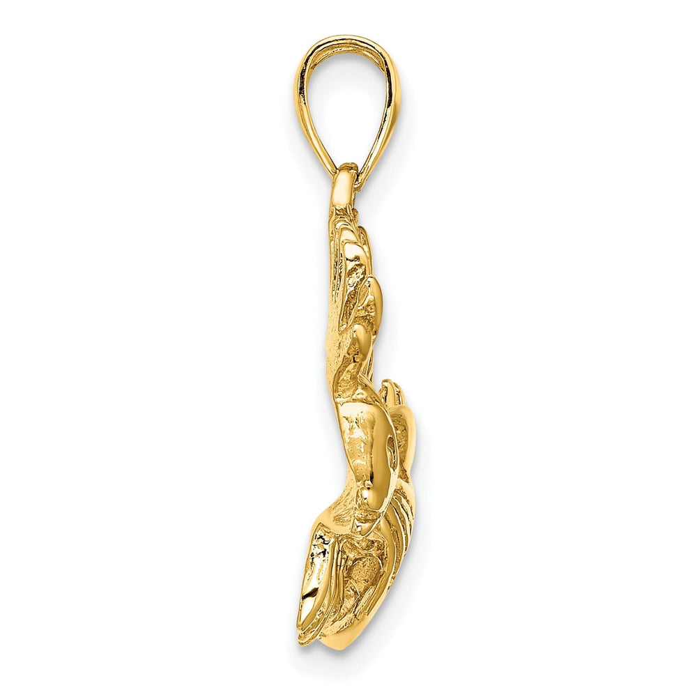 14K Yellow Gold 2-Dimensional Polished Textured Finish Lion Fish Design Charm Pendant