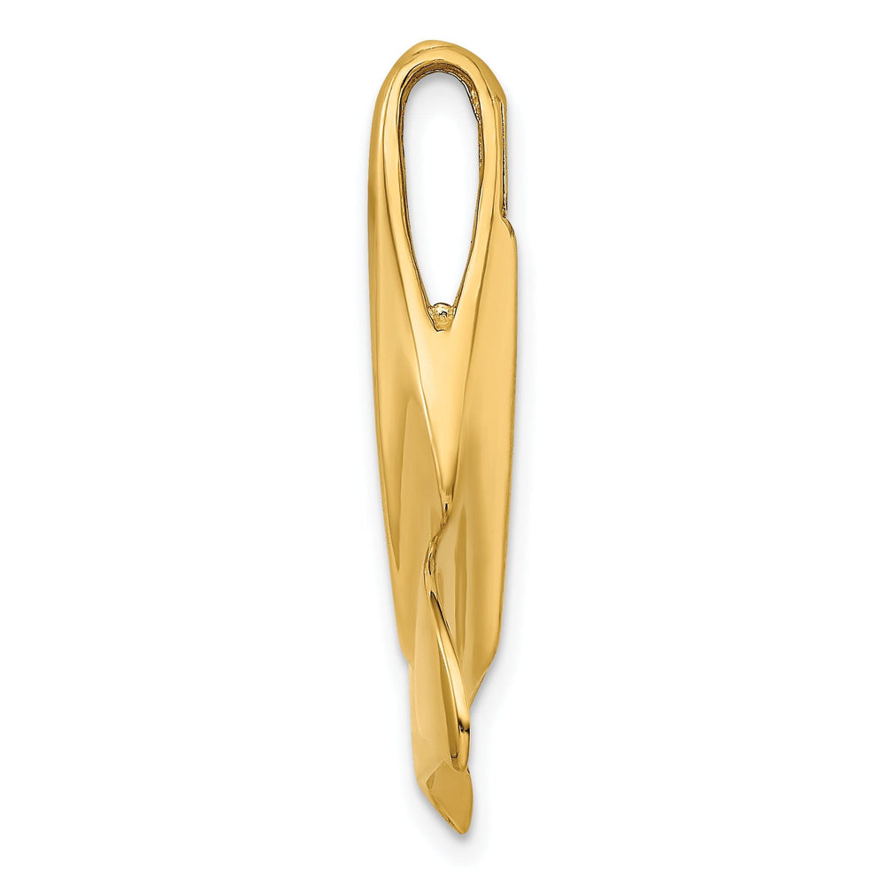 14K Yellow Gold Polished Finish 3-Dimensional with Hidden Bail Whale Tail Charm Pendant