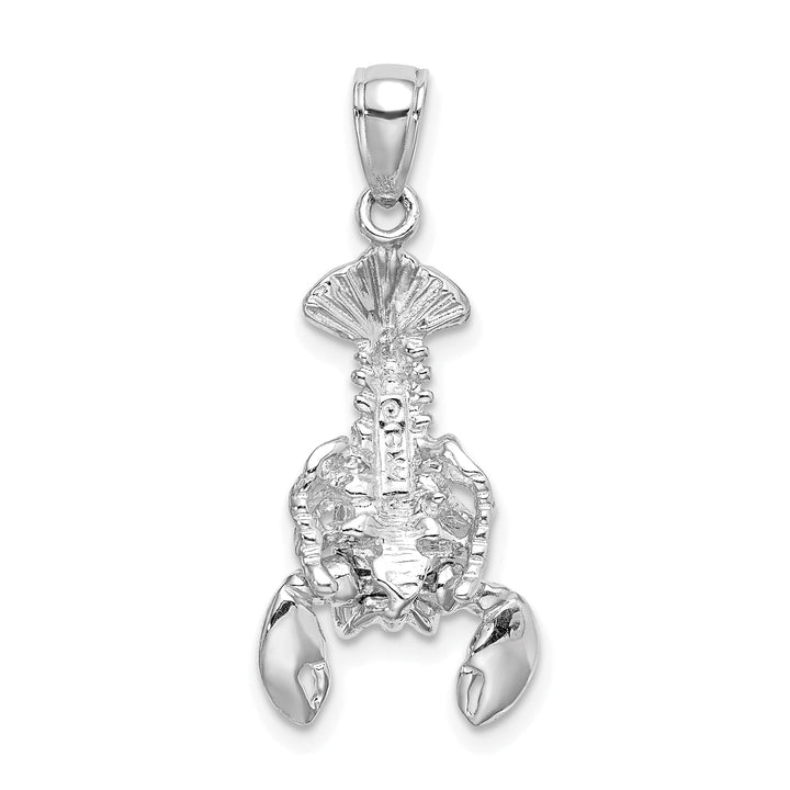 14K White Gold Solid Polished Finish Open Back Moveable Lobster Charm Pendant