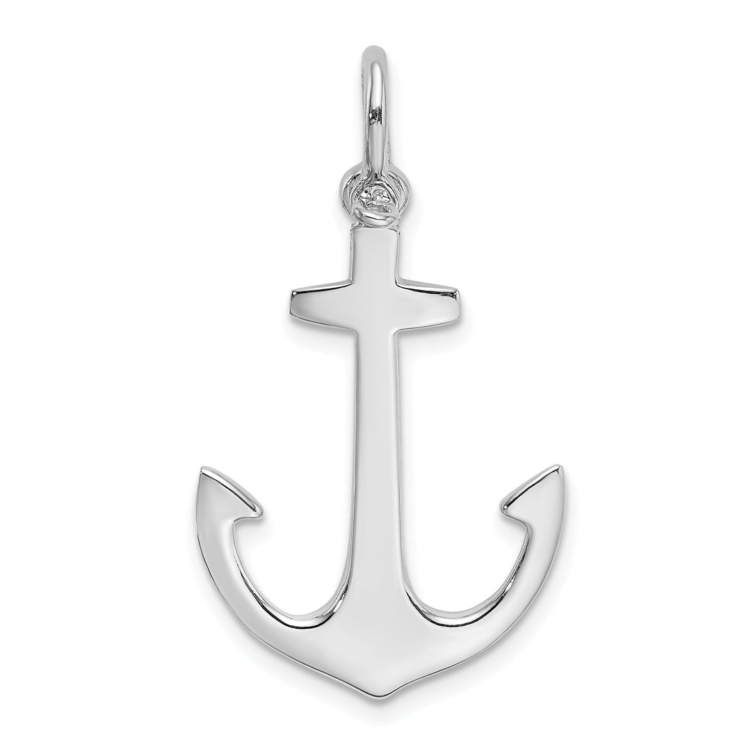 14K White Gold 3-Dimensional Polished Finished Anchor Charm Pendant