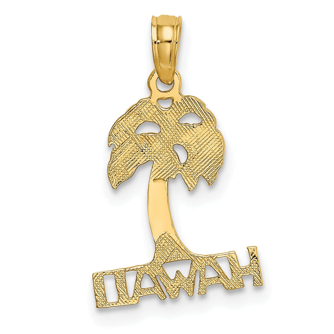 14K Yellow Gold Polished HAWAII Under Palm Tree Pendant