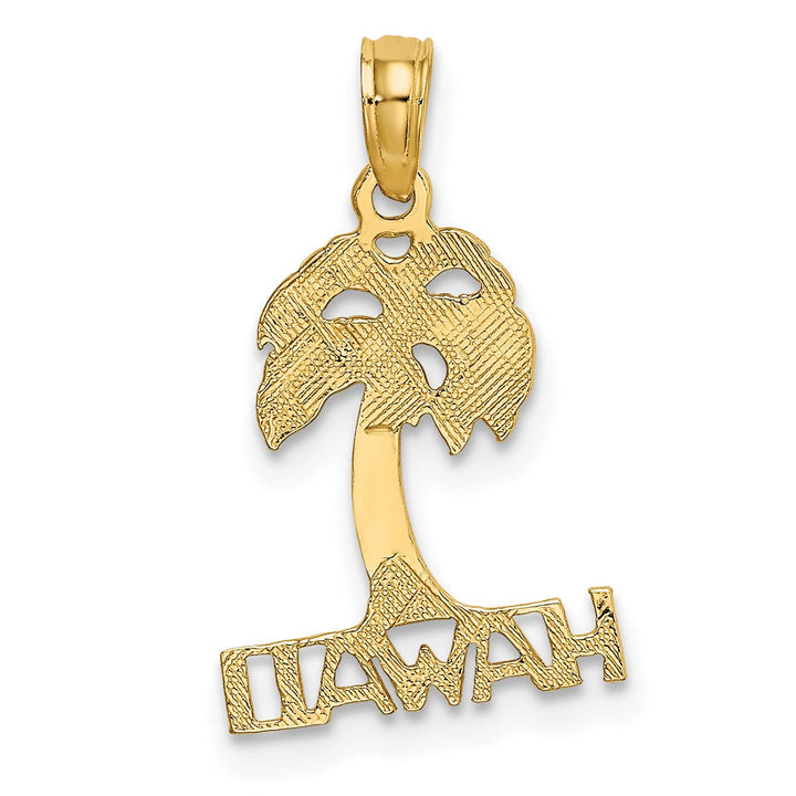 14K Yellow Gold Polished HAWAII Under Palm Tree Pendant