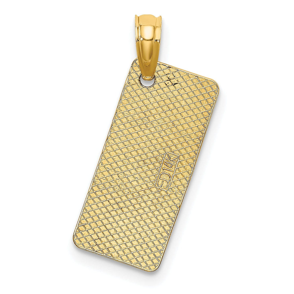 14K Yellow Gold Polished Textured Finish FT. MYERS FLORIDA License Plate Charm Pendant