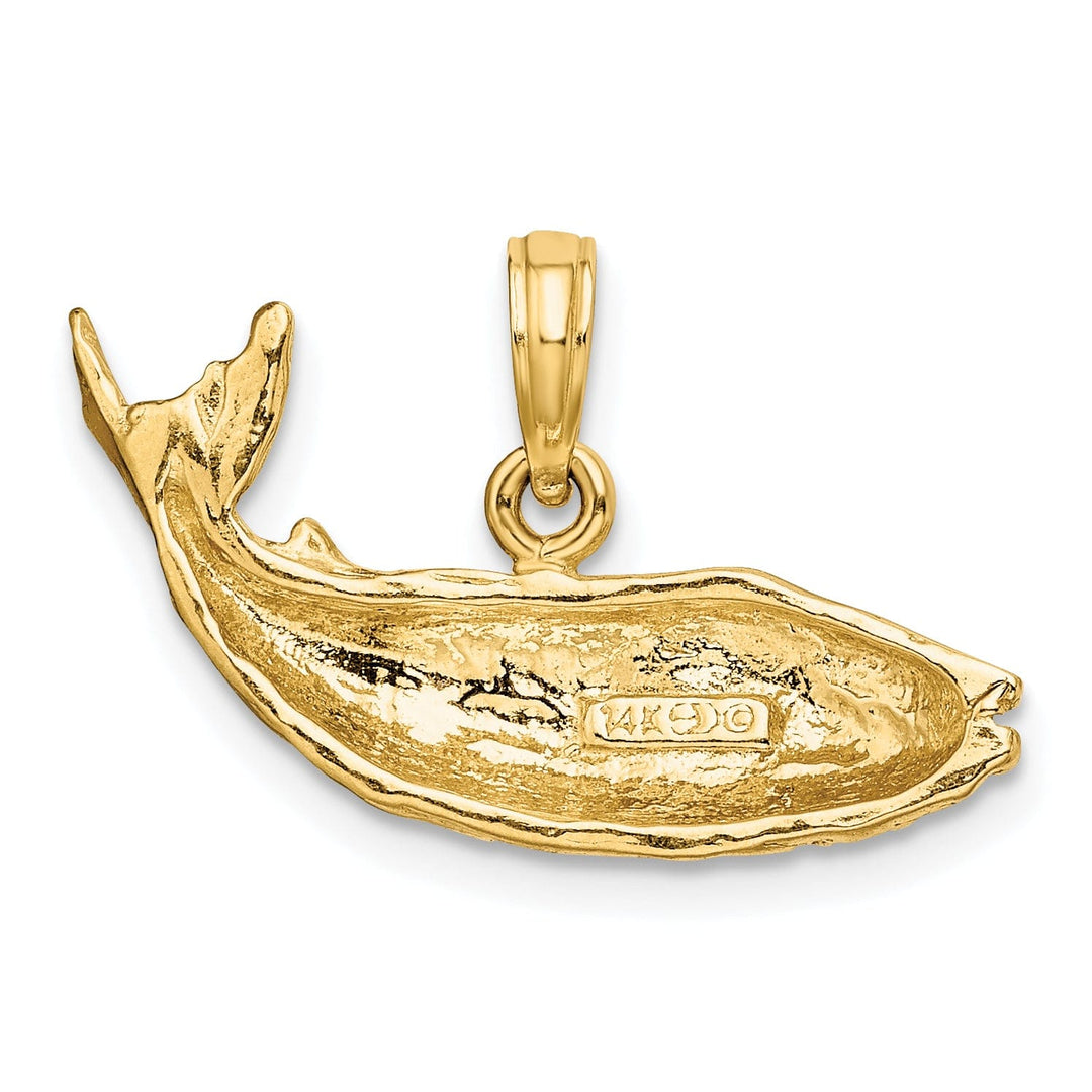 14K Yellow Gold Textured Polished Finish 2-Dimensional Humpback Whale Charm Pendant