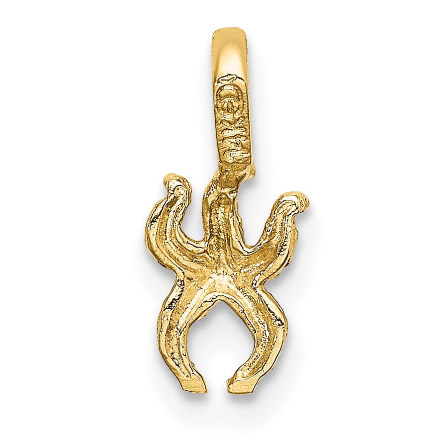 14K Yellow Gold Textured Polished Finish Mini Starfish with Fixed Bail Charm Pendant