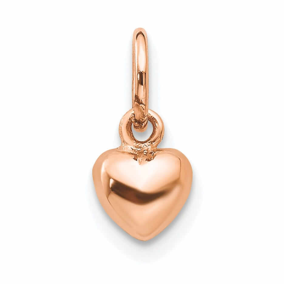 14k Rose Polished Gold Solid Small Heart Charm