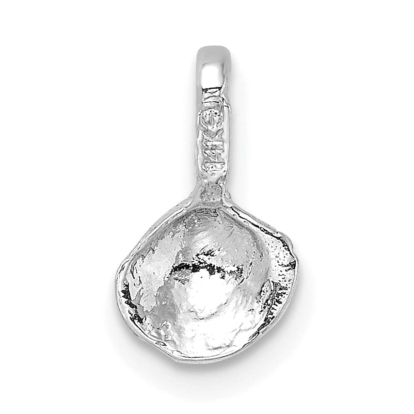 14K White Gold Solid Polished Mini Clam Shell Pendant