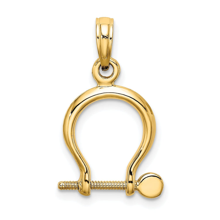 14K Yellow Gold Polished Finish 3-D Small Ship Shackle Link Screw Charm