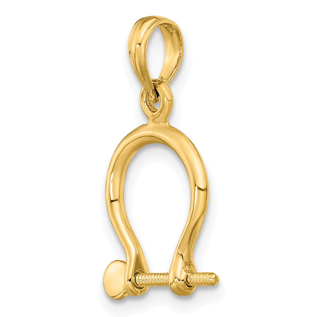 14K Yellow Gold Polished Finish 3-D Small Ship Shackle Link Screw Charm