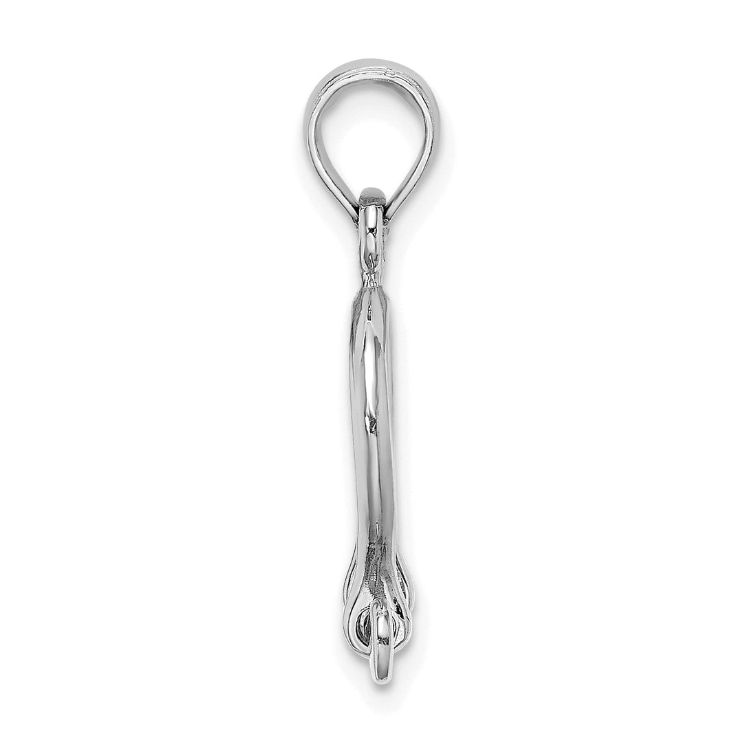 14K White Gold Polished Finish 3-D Small Ship Shackle Link Screw Charm