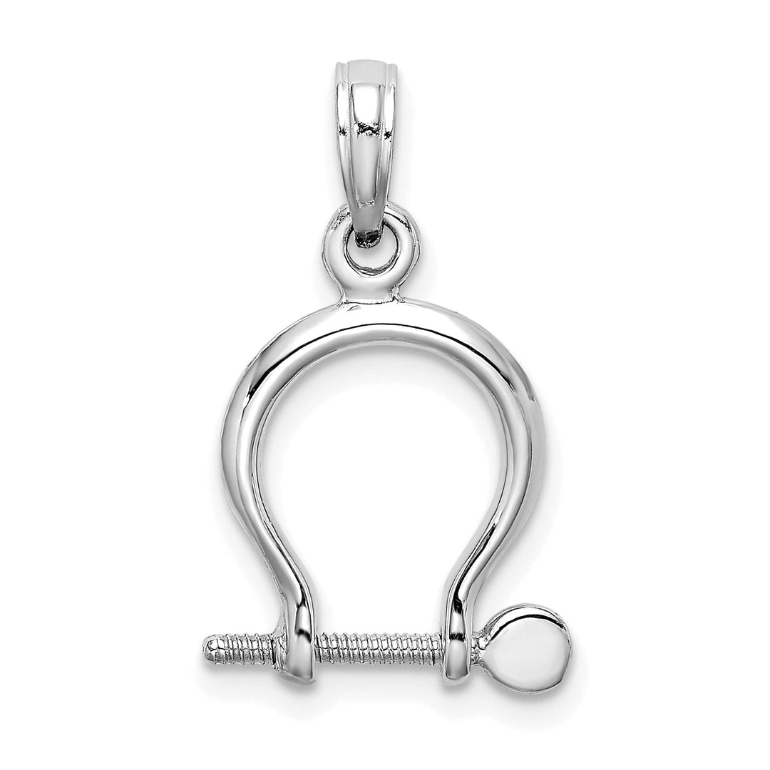 14K White Gold Polished Finish 3-D Small Ship Shackle Link Screw Charm