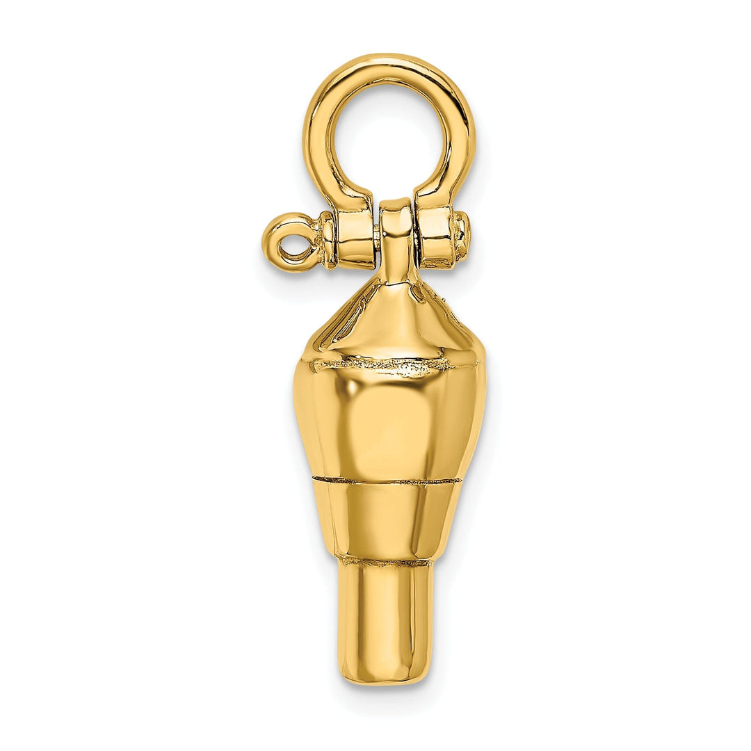 14K Yellow Gold Polished Finish 3-D Swivel with ship Shackle Bail Charm