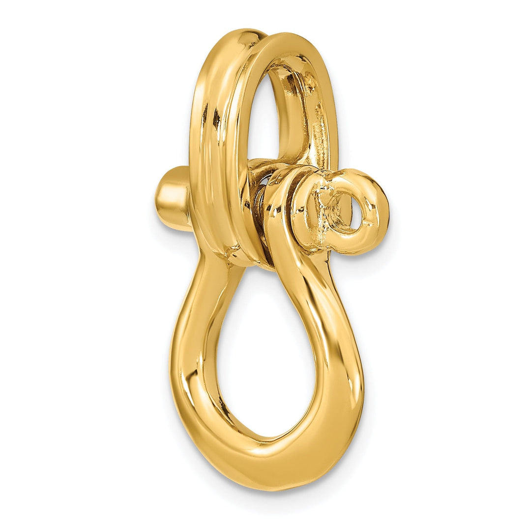 14K Yellow Gold Polished Finish 3-D Large Shipping Shackle With Pulley Bail Charm