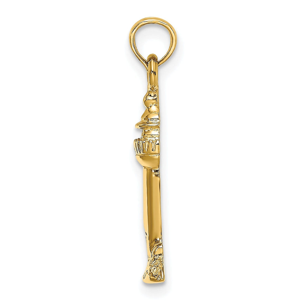 14K Yellow Gold Polished Texture Finish 2-D Lighthouse Charm