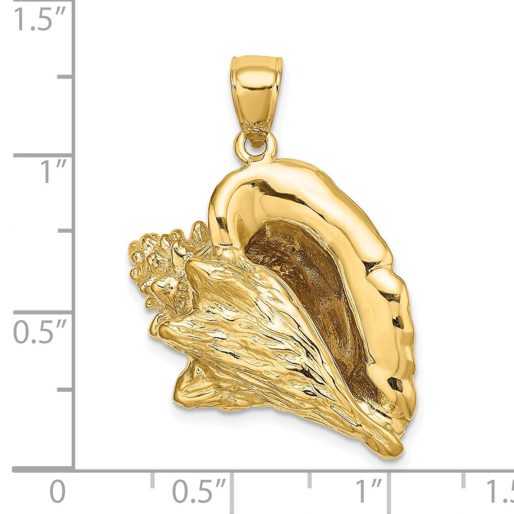 14K Yellow Gold Polished Finish 3-Dimensional Conch Shell Charm Pendant