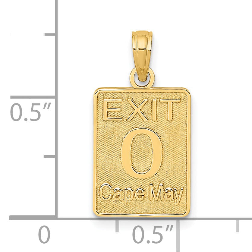 14k Yellow Gold Polished Textured Finish 0 EXIT CAPE MAY Marker Charm Pendant
