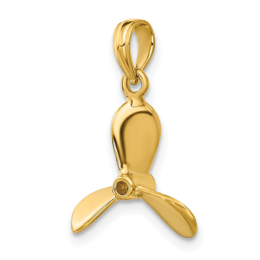 14K Yellow Gold Polished Finish 3-D 3 Blades Boat Propeller Charm