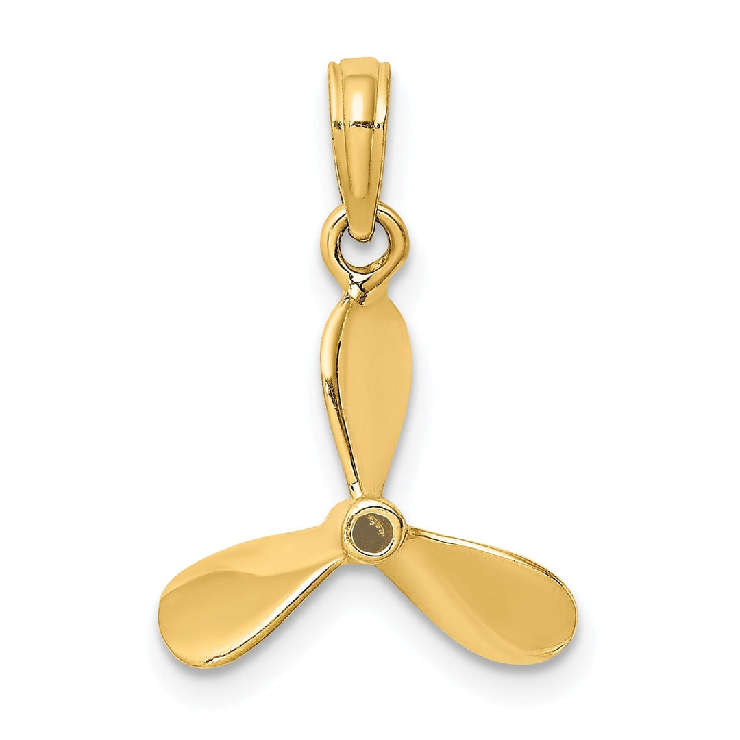 14K Yellow Gold Polished Finish 3-D 3 Blades Boat Propeller Charm