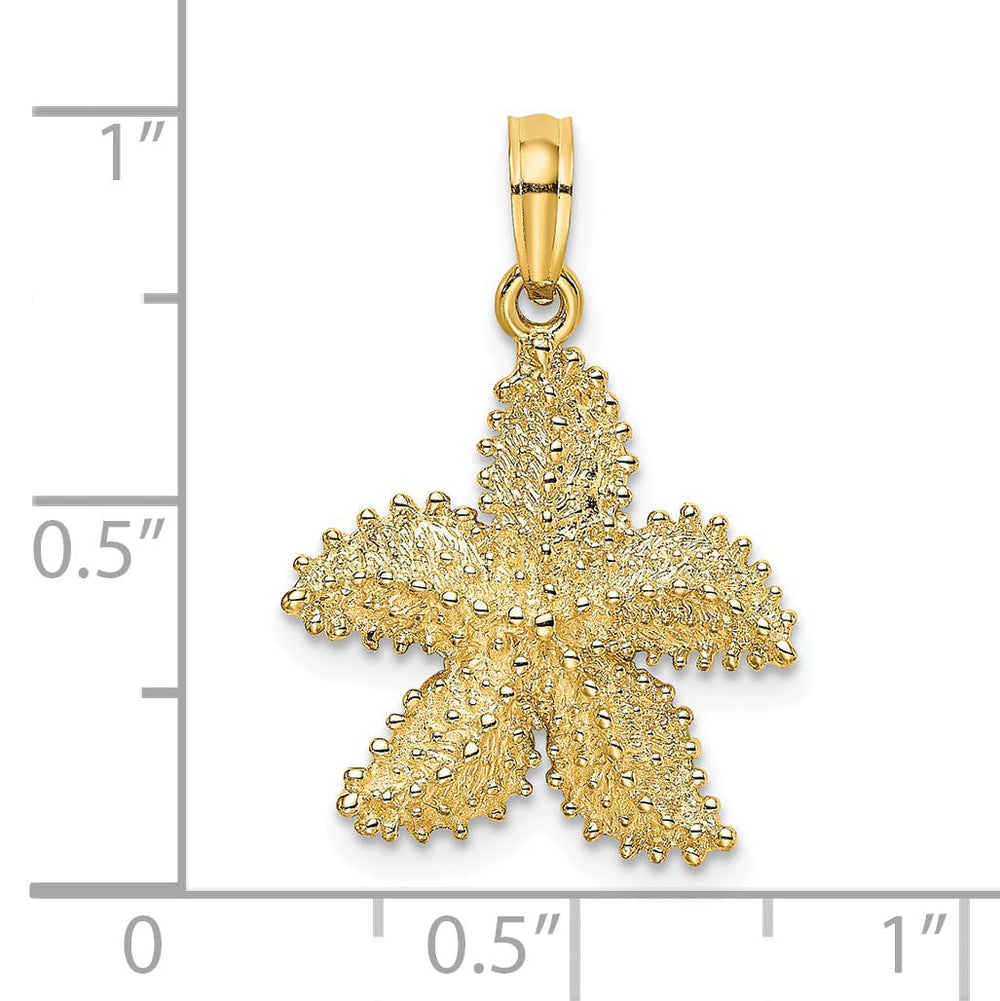 14K Yellow Gold Textured Polished Finish Beaded Starfish Charm Pendant