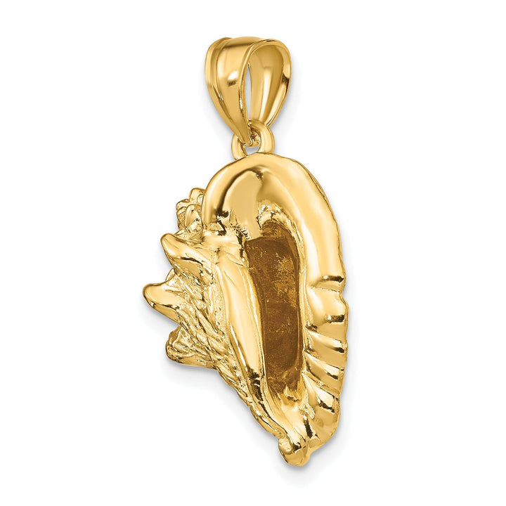 14K Yellow Gold Polish Finish 3-Dimensional Conch Shell Charm Pendant
