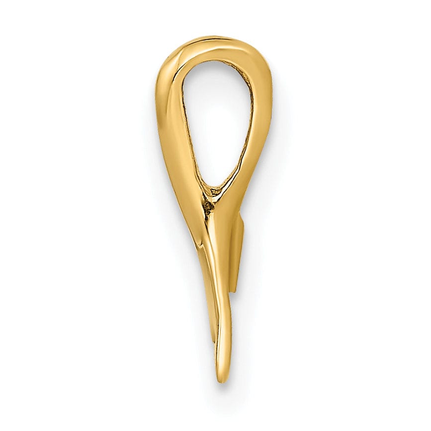 14K Yellow Gold Polished Finish Mini Size Whale Tail Chain Slide Pendant will not fit Omega Chain