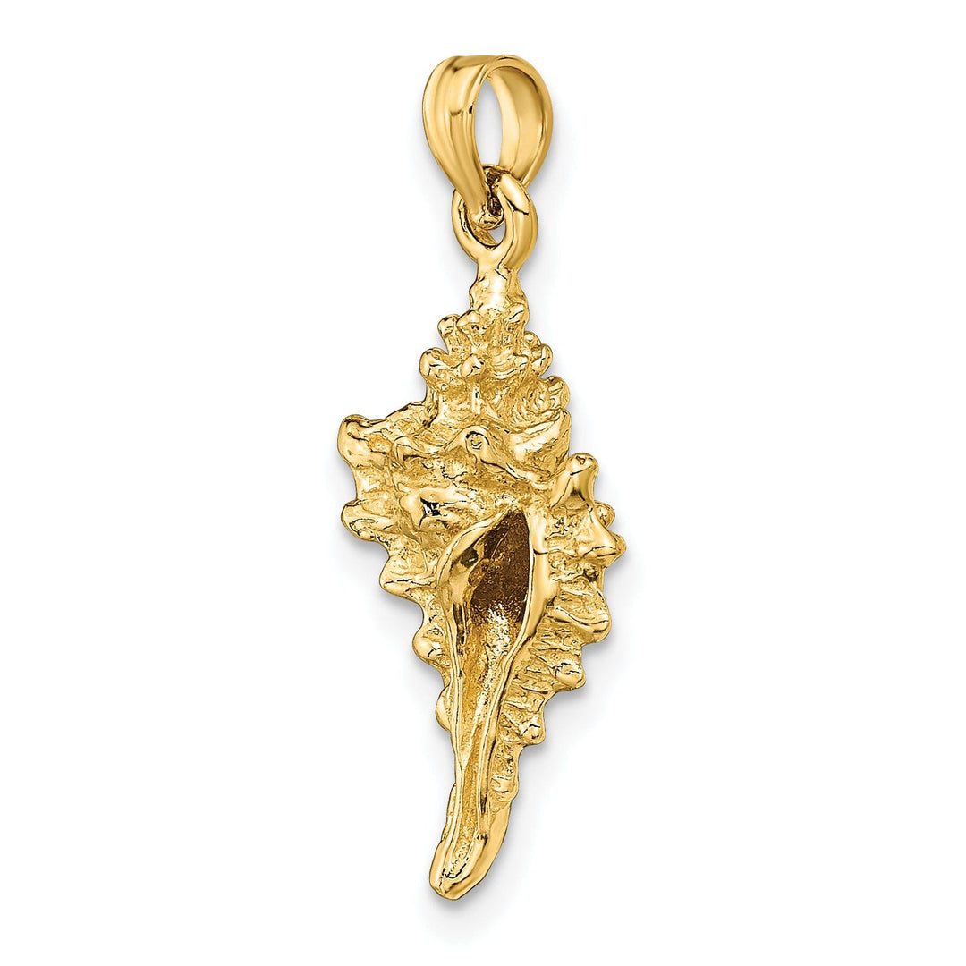 14K Yellow Gold 3-Dimensional Texture Polished Finish Conch Shell Charm Pendant