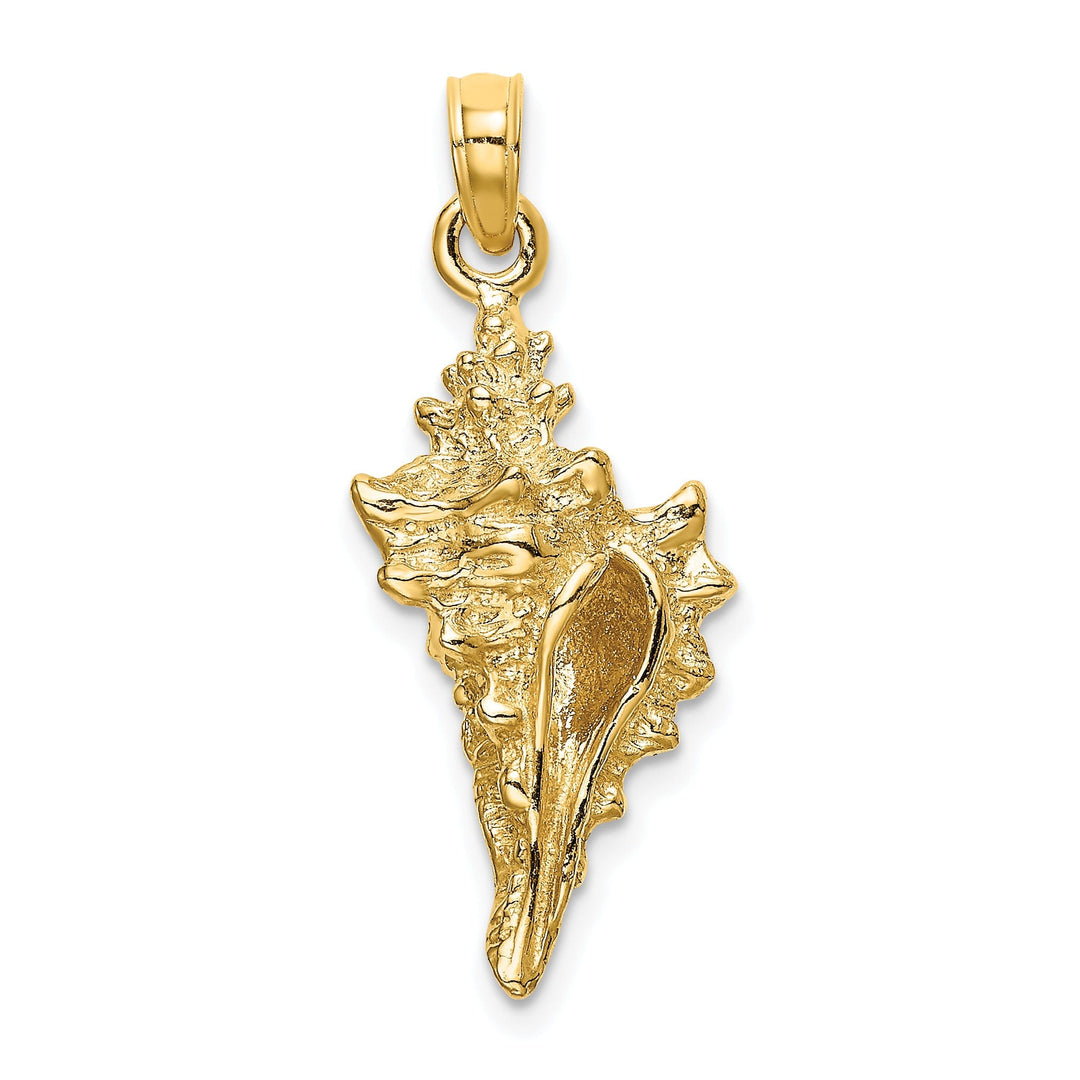 14K Yellow Gold 3-Dimensional Texture Polished Finish Conch Shell Charm Pendant