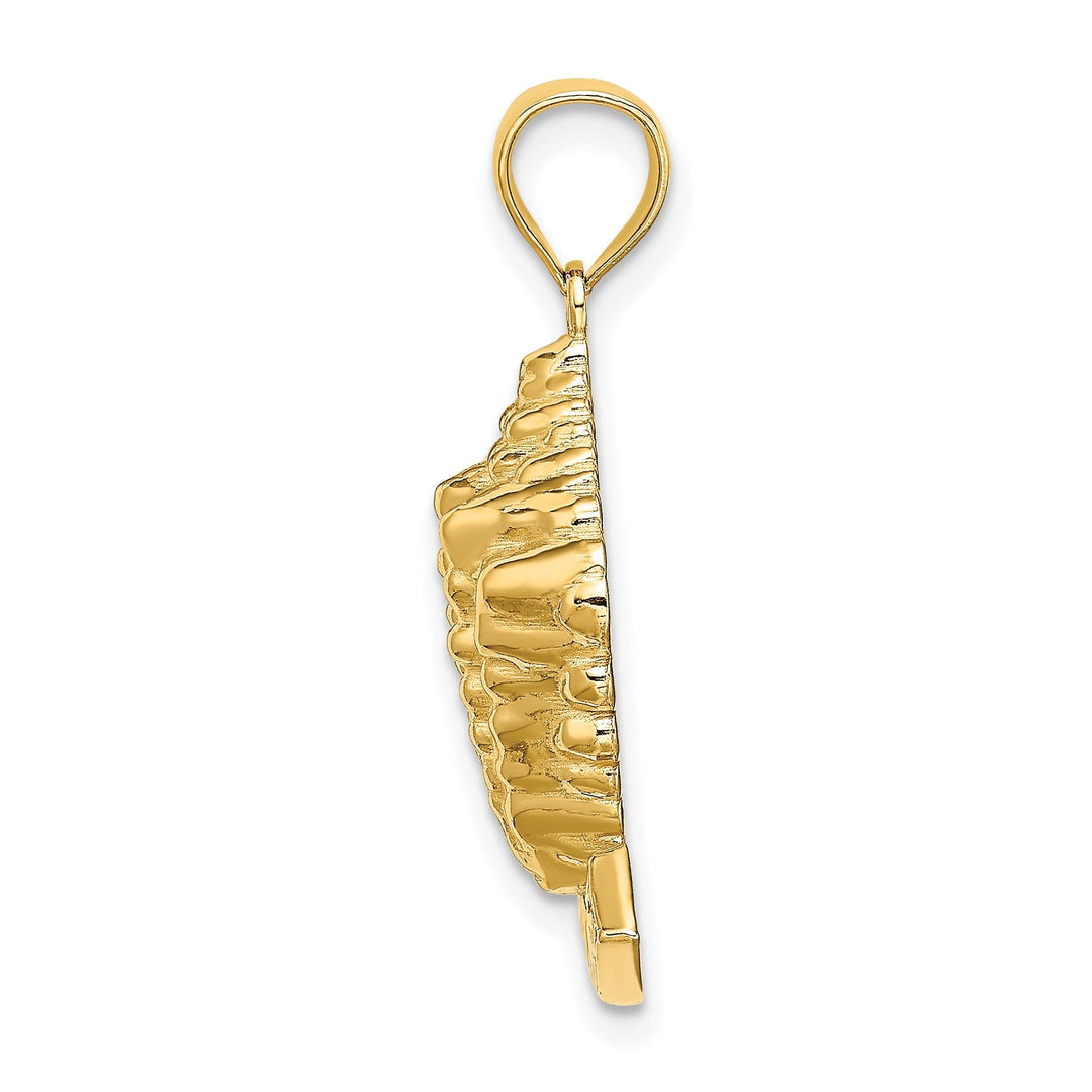 14K Yellow Gold Polished Textured Finish BAHAMAS Conch Sea Shell Charm Pendant
