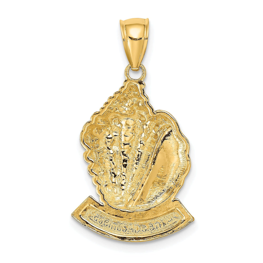 14K Yellow Gold Polished Textured Finish BAHAMAS Conch Sea Shell Charm Pendant