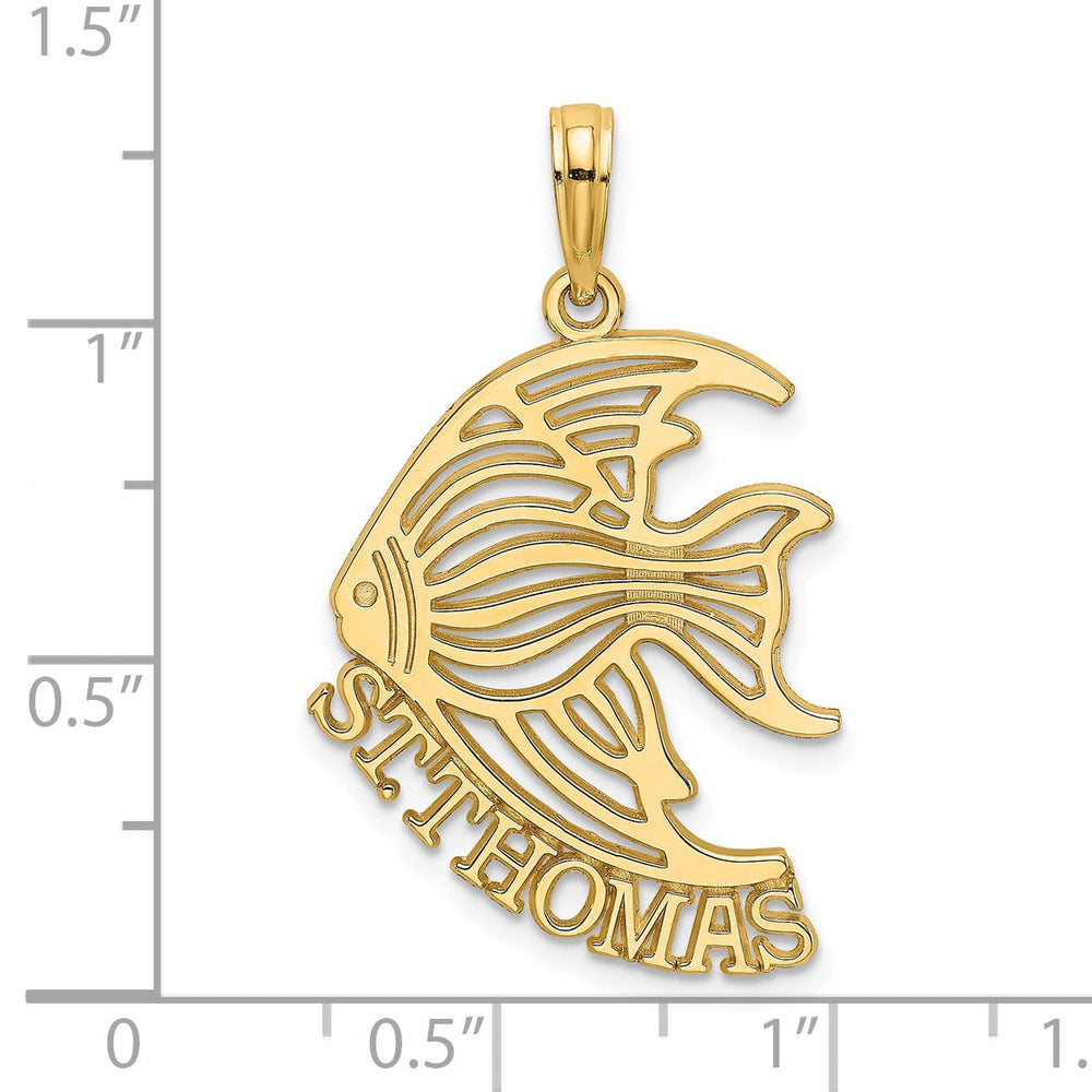 14K Yellow Gold Polished Finish Saint Thomas Cut Out Angelfish Design Charm Pendant