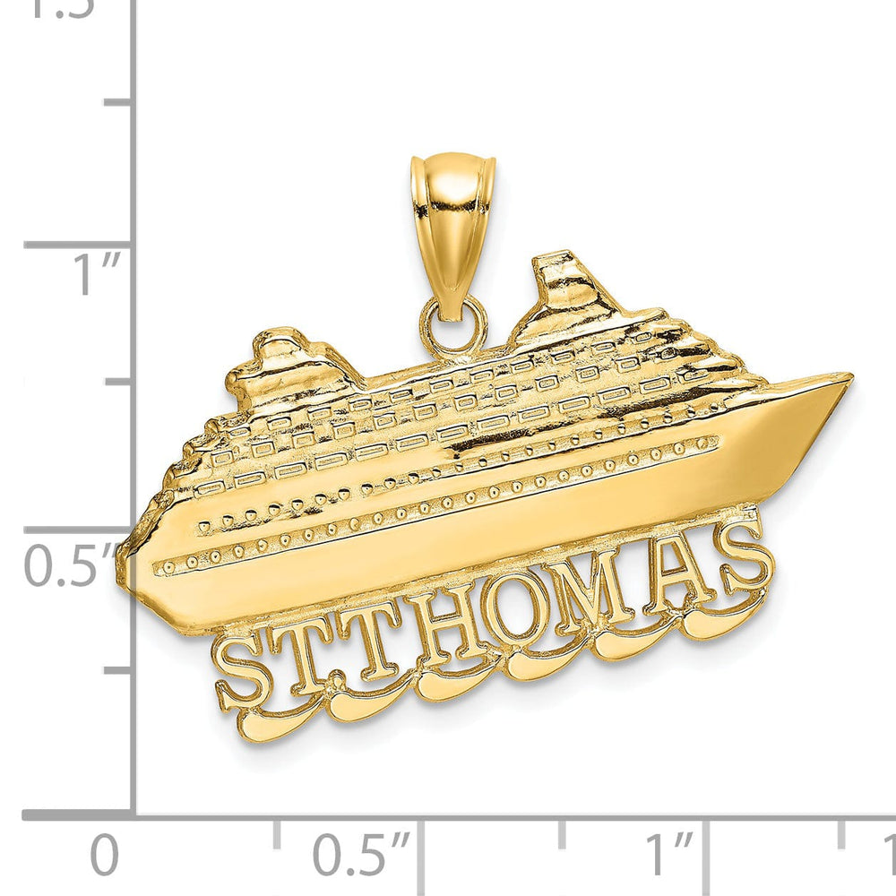 14K Yellow Gold Polished Finish ST. THOMAS Under Cruise Ship Charm Pendant