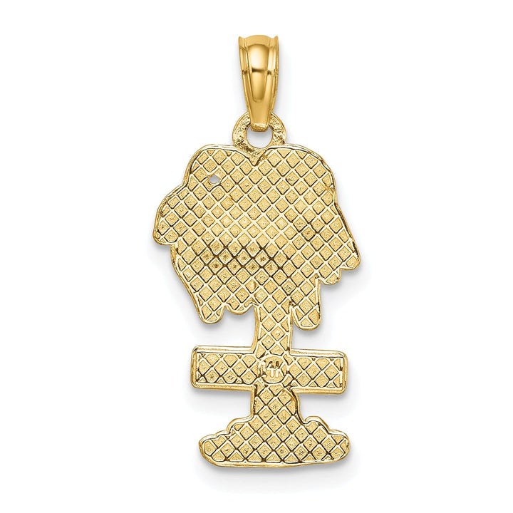 14K Yellow Gold Polished Finish Flat Back 2-Dimensional Saint MARTIN On Palm Tree Design Charm Pendant