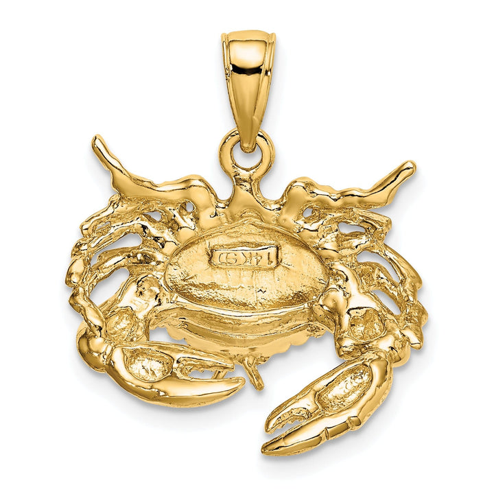 14K Yellow Gold Polished Finish Stone Crab Facing Down Charm Pendant